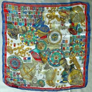 Vintage Liz Sinclair Square Sheer Scarf 100% Rayon Emperors Conquerors 31x31”